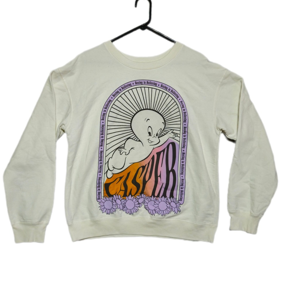 Casper The Friendly Ghost Sweatshirt Juniors L Cream Seeing Is Believing Graphic